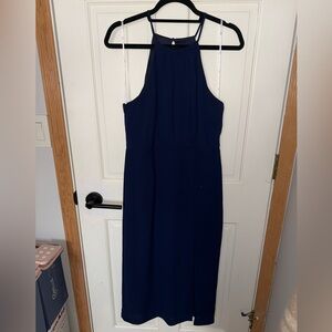Lulus Dreamy Date Night Navy Blue Sleeveless Midi Dress Size L